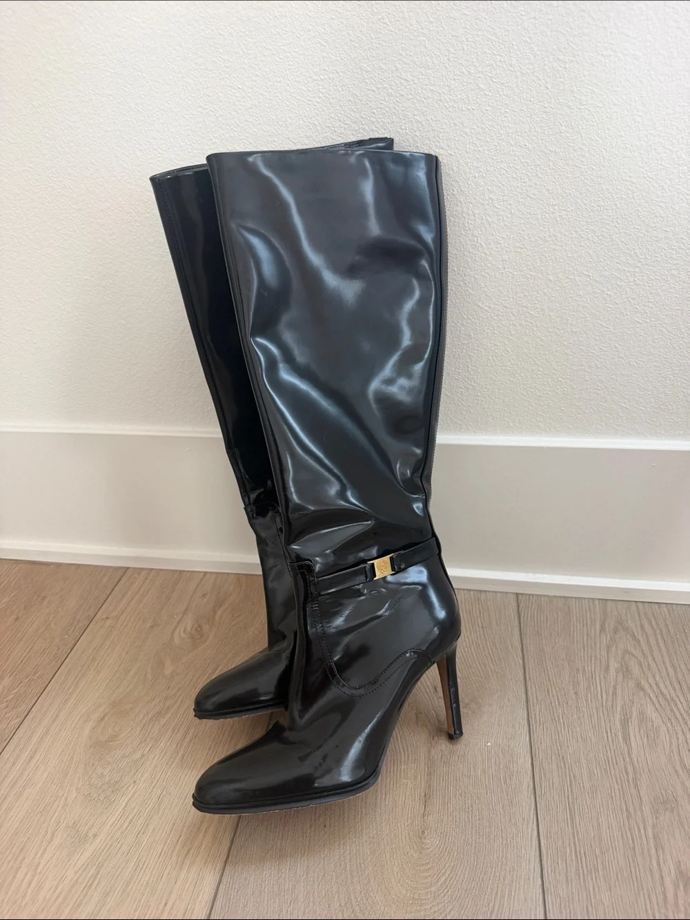 Vince Camuto Black Patent Over-the-Knee Stiletto Boots